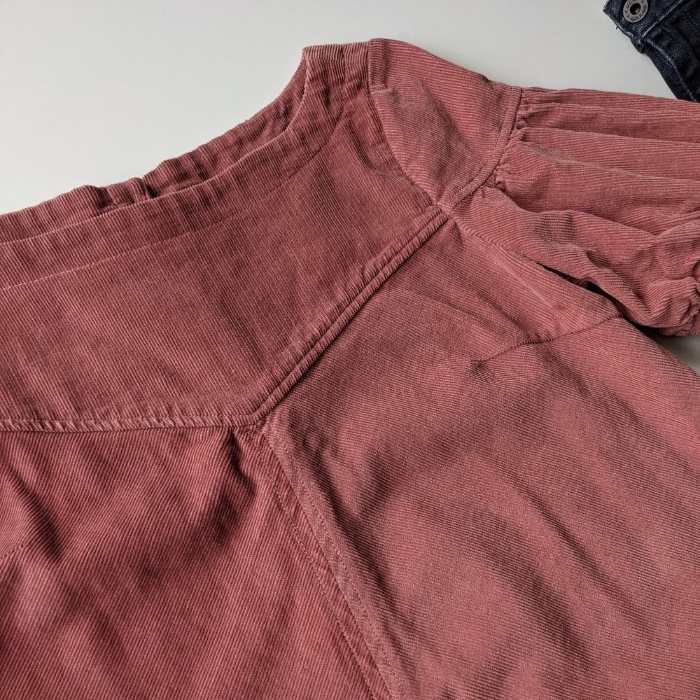 FREE PEOPLE Courdoroy Cotton Crop Top Blouse Shirt Size Small - Picture 11 of 14